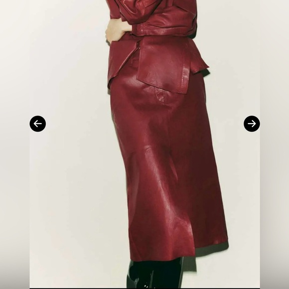 Zara Studio Red Leather Skirt, Size M - Picture 3 of 7